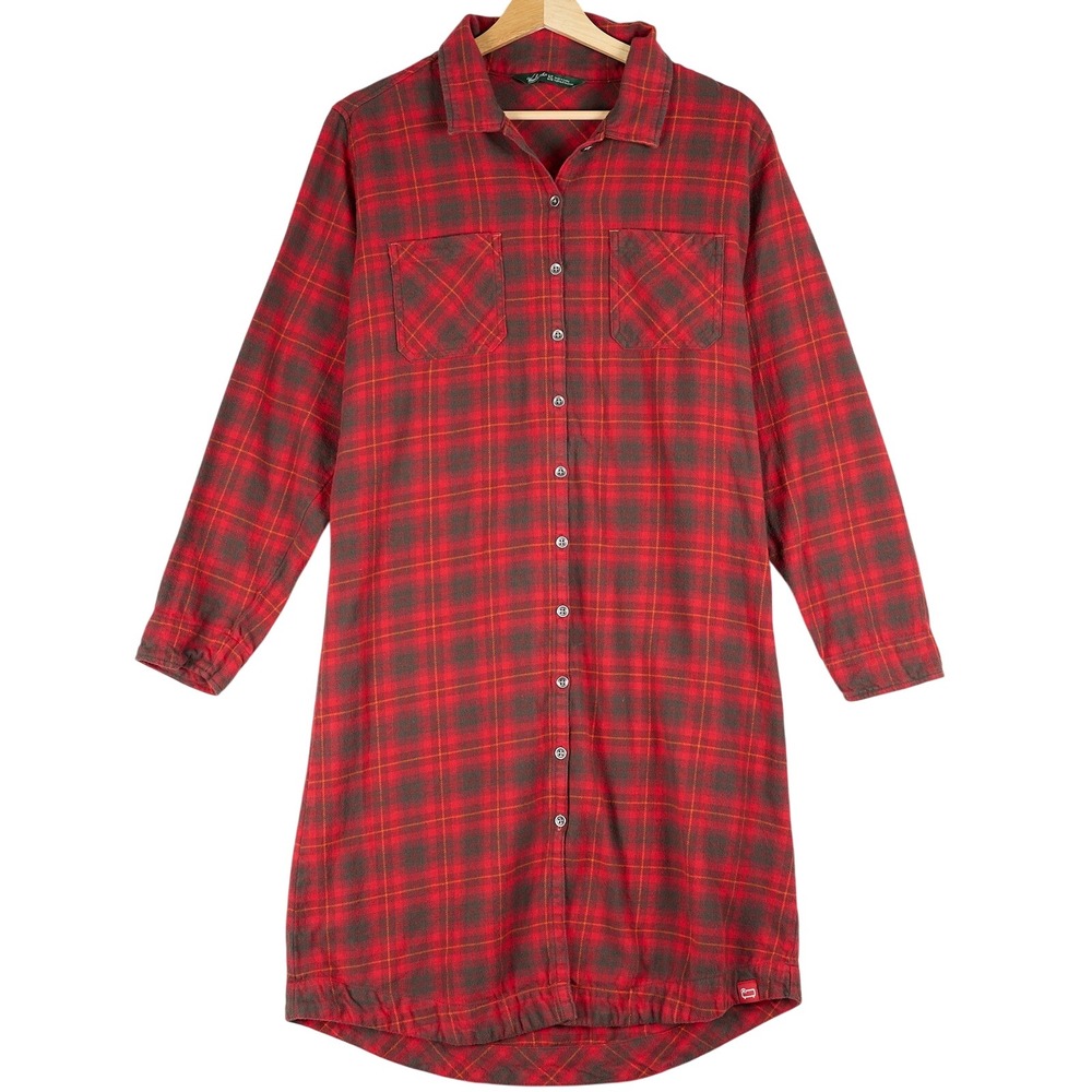 Woolrich‎ Womens Plaid Flannel Dress Shirt Red Deep Ruby Multi 7556 Small S/M